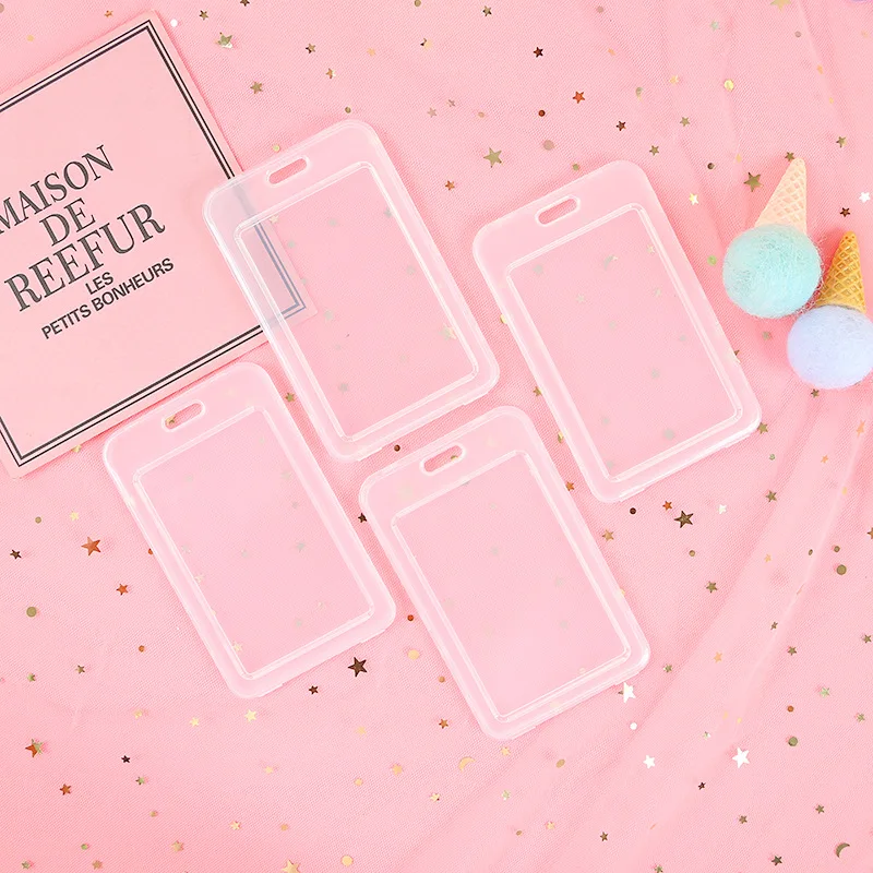 

New Cute Students Creative Transparent Card Holders Portable Meal ID Transportation Bus Card Protection Key Chain Card Sets