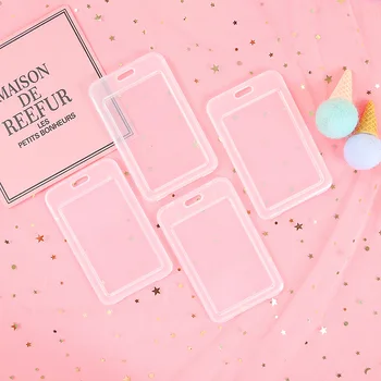 

New Cute Students Creative Transparent Card Holders Portable Meal ID Transportation Bus Card Protection Key Chain Card Sets