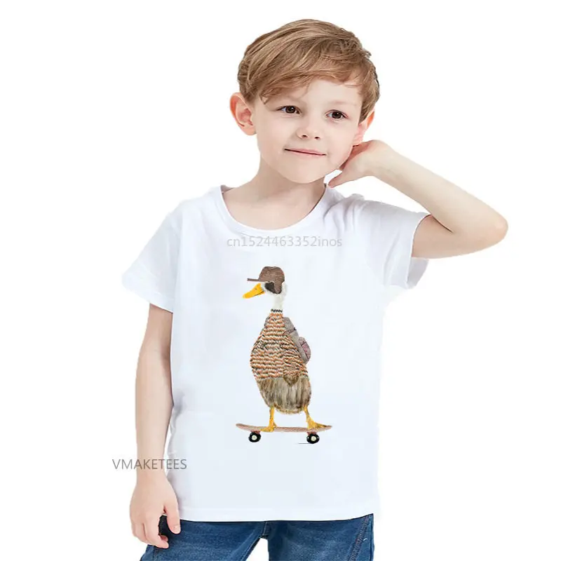 2018 летнее платье для девочек и футболка с короткими рукавами для мальчиков дети индийские Runner утка Футболка с принтом для маленьких детей