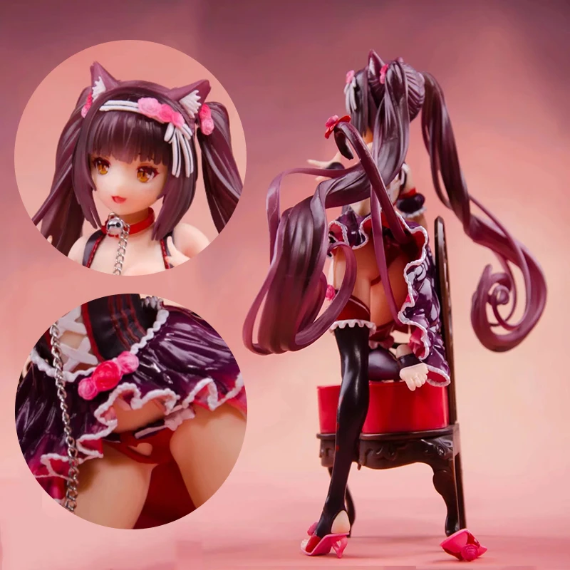 

Anime 24cm NEKOPARA EXTRA OVA Chocolat And Native chair PVC Action Figure Collection Model Sexy Girl Toys Gift