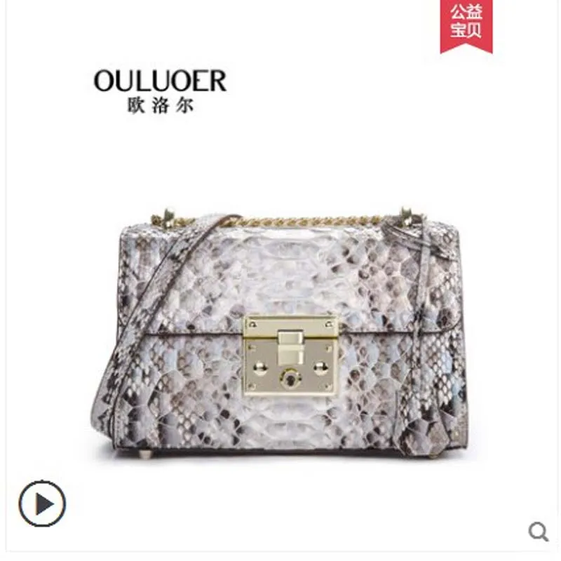 Authentic Mode Frauen Neue Python Ouluoer a2 Einzel 2018 Crossbody Leder A1 Kette Tasche tasche Trend schulter Haut 1dqdw7