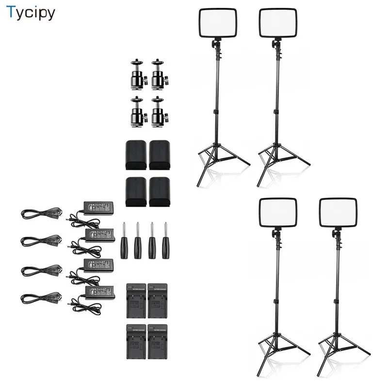 Tycipy 4 компл. светодиодный видео фотографии затемнения Камера Studio Фото Свет для Nikon DALR Камера