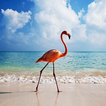 

2018 NEW 3D Diamond Painting Cross Stitch White Pink Flamingo On Beach Needlework Diamond Embroidery Full Diamond Decorative KBL