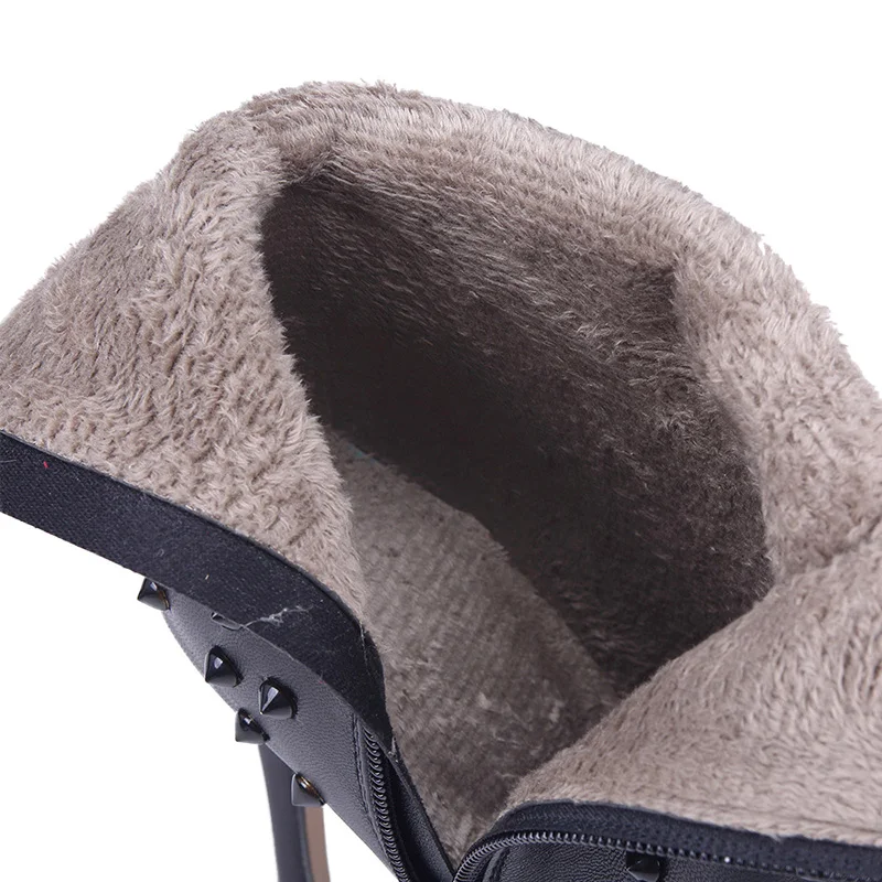 Fashion Women Shoes Rivet Thin Heels Boots Women Red Super High Heels Botas Mujer With Fur Winter Boots 12cm Bota Feminina Fashion Women Shoes Rivet Thin Heels Boots Women Red Super High Heels Botas Mujer With Fur Winter Boots 12cm Bota Feminina