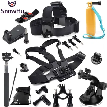 

SnowHu for Gopro Accessories set Floating Bobber stick Monopod Hand Head Chest For Go pro Hero 8 7 6 5 4 3+ xiaomiyi Camera GS07