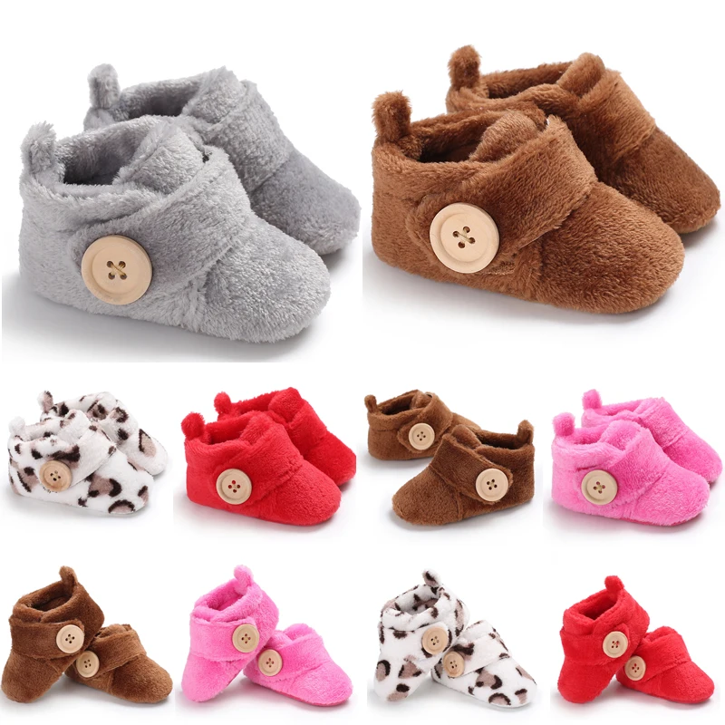 Для маленьких девочек и мальчиков, для первых шагов, зимняя теплая детская противоскользящая обувь, Тапочки для новорожденного, обувь для младенцев 0-18 месяцев