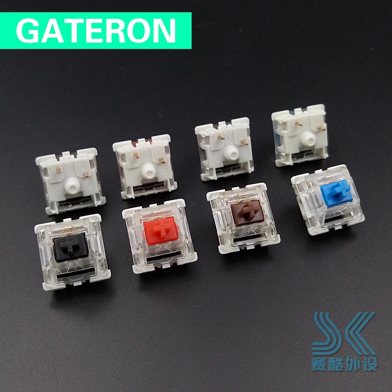  Gateron mechanical keyboard switch 3 pin transparent case green brown blue red black rgb SMD switch