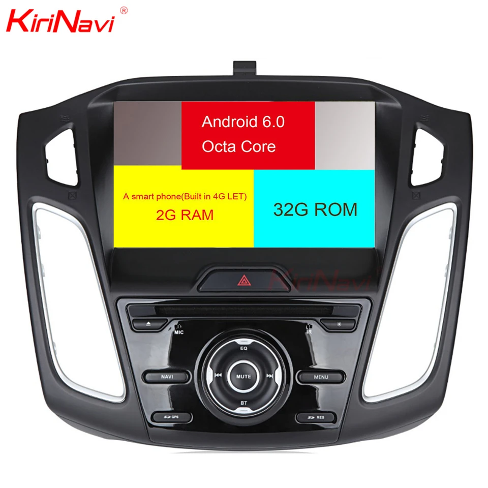 Discount KiriNavi Octa core 4G LET android 7 car autoradio for ford focus navigation 2015 - 2017 support 4K Video 4G 1