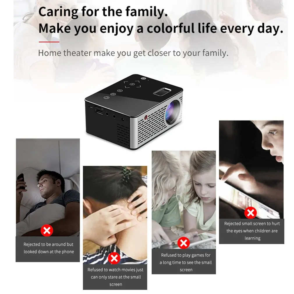 Smart Mini Projector 2000 Lumens 1080P Full HD LED Projector Home Theater Cinema HDMI VGA USB home theater 5.1 Video Projector