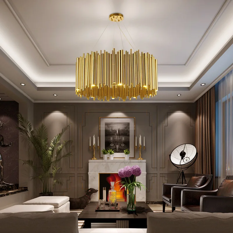 Tubo da Liga de Alumínio Itália Design Ouro Delightfull Brubeck Lustre Suspensão Luminária Lâmpada Projeto Moda 22 Cheap Lustres