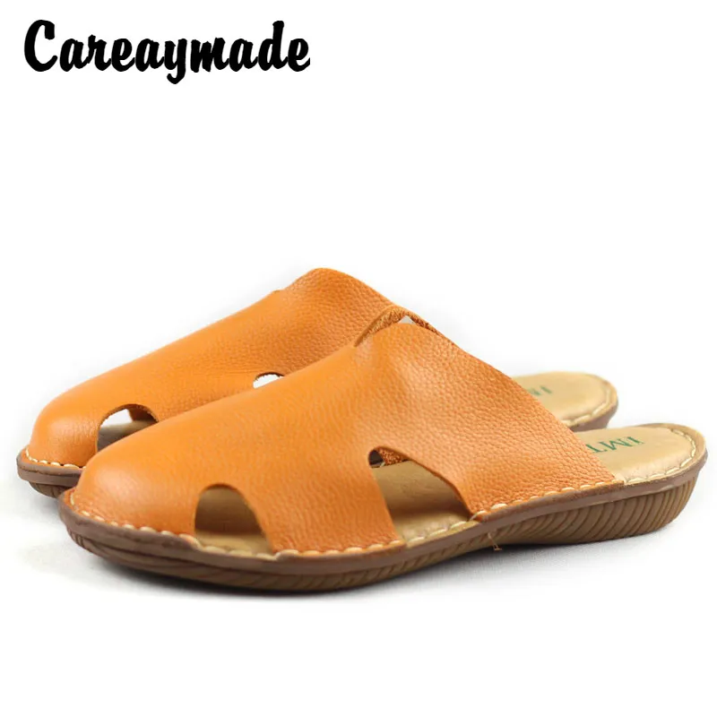 

Careaymade-Hotsales,2019 summer new style cowhide women's cool slippers, Sen female retro pure handmade genuine leather shoes