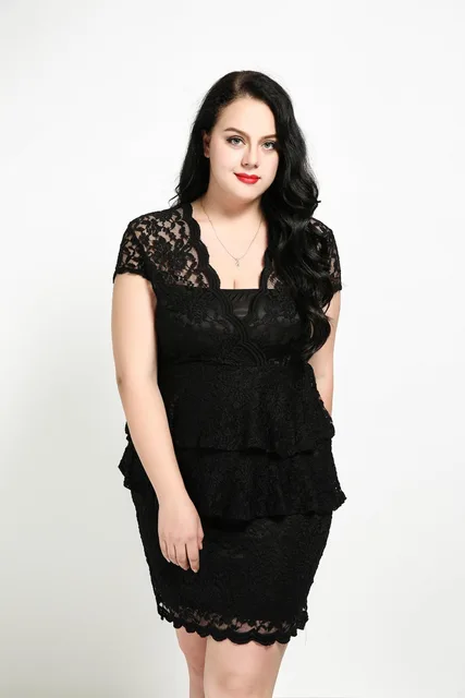 womens sexy v neck plus size lace dress short sleeve black cocktail plus size black cocktail dress