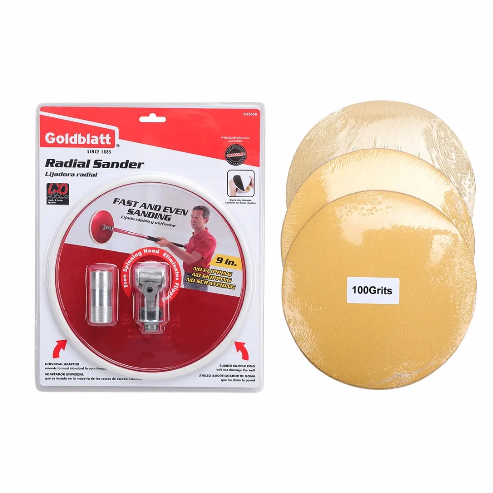 Goldblatt 9-inch Radial Drywall Sander Head and Sanding Disc Set Sanding Paper Abrasive Tools Goldblatt 9-inch Radial Drywall Sander Head and Sanding Disc Set Sanding Paper Abrasive Tools