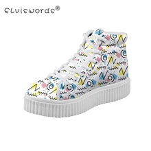ELVISWORDS/женские туфли на плоской подошве с геометрическим принтом; Женские уникальные туфли на платформе с высоким верхом для подростков; обувь на плоской платформе