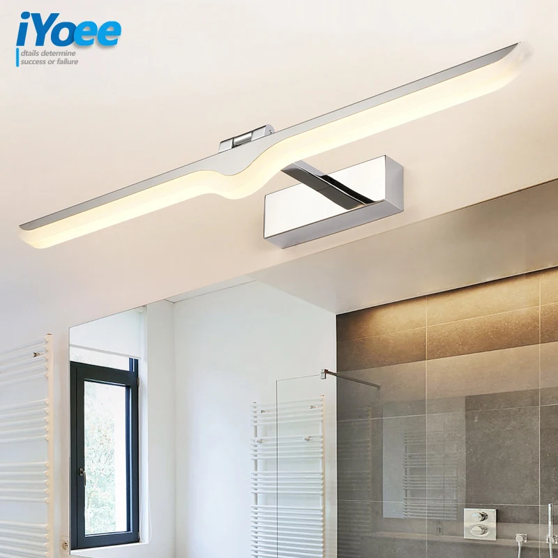 الفولاذ المقاوم للصدأ الحديث LED الجبهة مرآة ضوء الحمام ماكياج جدار مصابيح led الغرور المرحاض الحائط الشمعدانات تركيبة إضاءة
