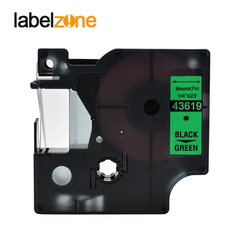 1 шт. 43619 1/4 &quot(6 мм) x 23&quot (7 м) черный на зеленый совместимый с dymo D1 PNP 6 мм принтеры