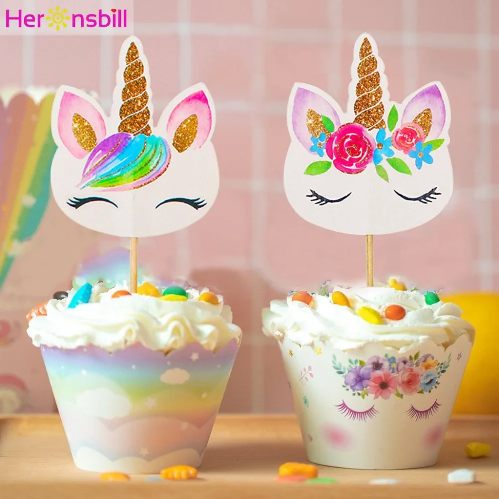

Rainbow Unicorn Cupcake Topper Birthday Party DIY Decorations Kids Unicornio Supplies My Little Pony Party Baby Shower Girl Boy