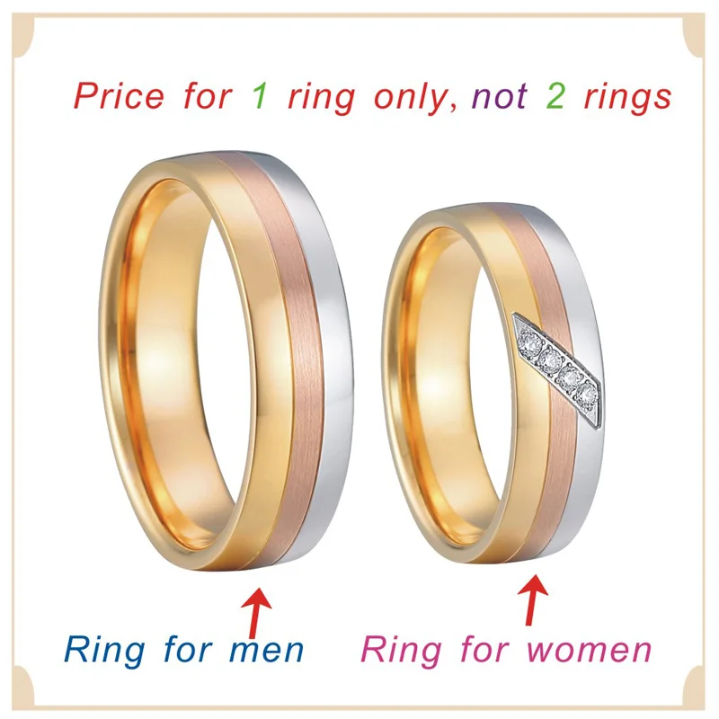 Lover's Alliances wedding band Anniversary ring men rose silver gold color Jewelry promise engagment couple rings for women (4)
