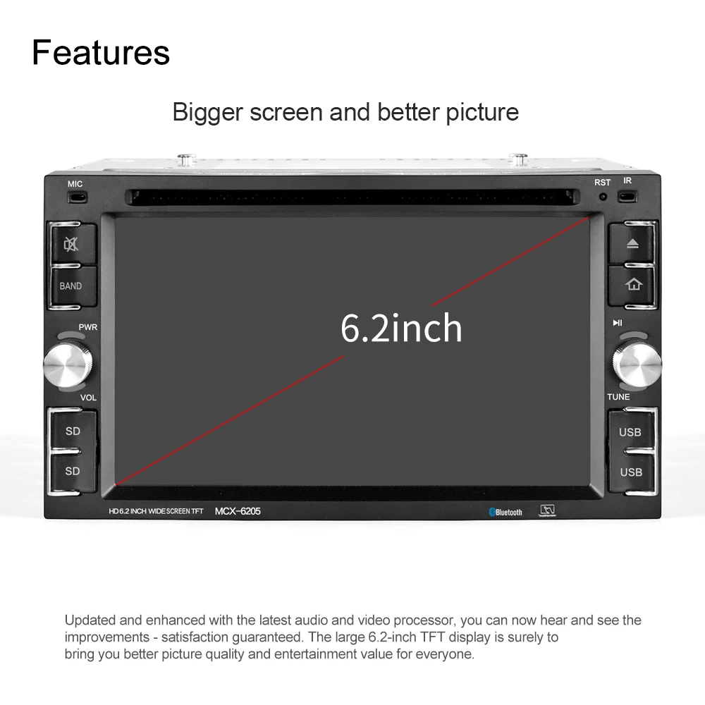 Sale car stereo Car MP5 Player 6.2 inch HD Touch Screen AM FM Radio Bluetooth USB Mirror Link function Auto Multimedia Player 1