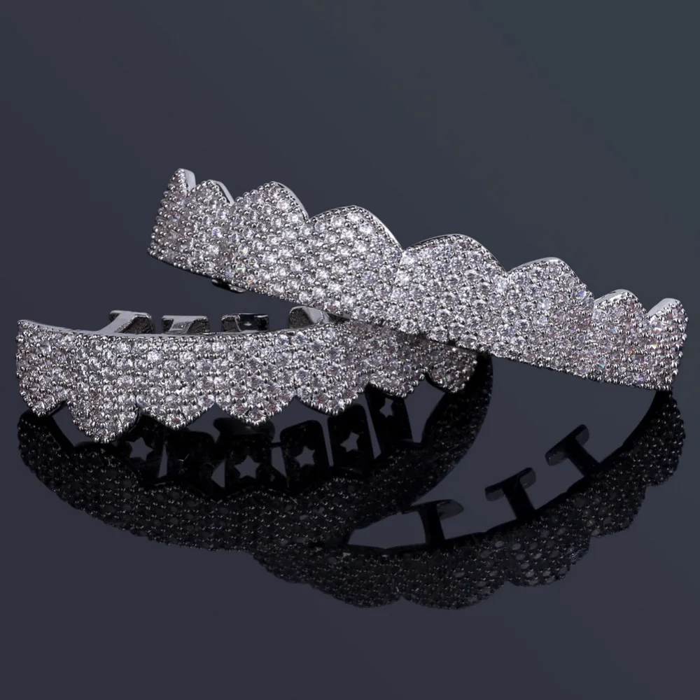 Comprar TOPGRILLZ ajuste personalizado Color dorado plateado helado dientes de Hip Hop Grillz Micro pavé Cubic Zircon conjunto de parrillas