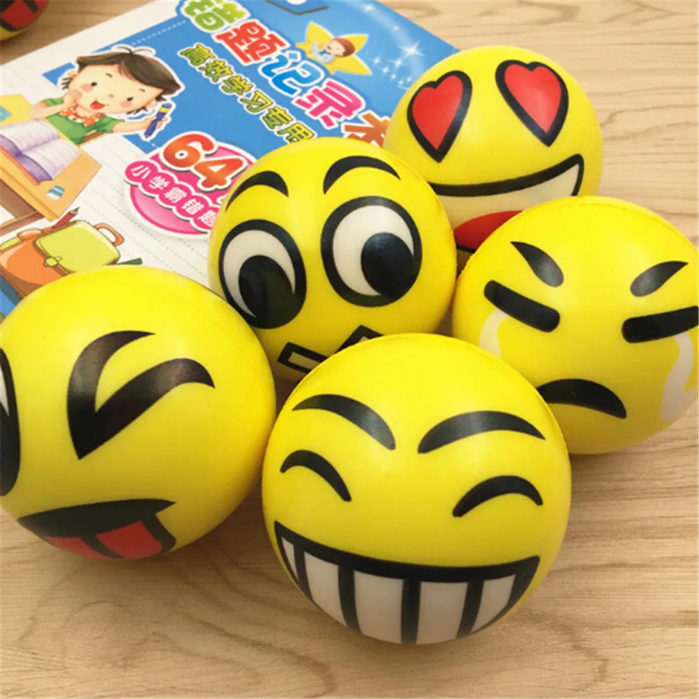 1pcs Anti Stress Reliever Ball Emotional Hand Wrist Exercise Stress Balls Funny Emoji Face Squeeze Toy Balls Kids Children Toys