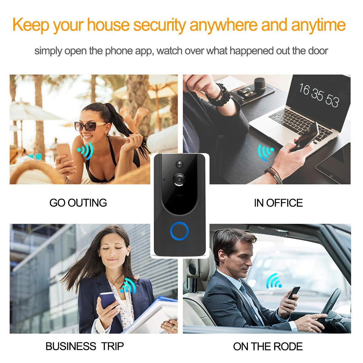 Yiktree 720P HD беспроводной wifi-звонок батарея дверная камера двухсторонняя аудио домофон IP дверной звонок Домашняя безопасность поддержка адаптер переменного тока