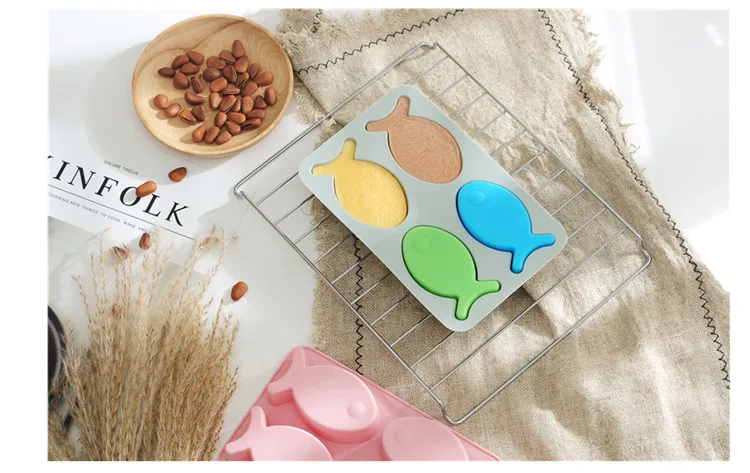 Fish Silicone Mold for Fondant 4 Grid Bird Molds for Cake Ice Cube Molds 750 (4)