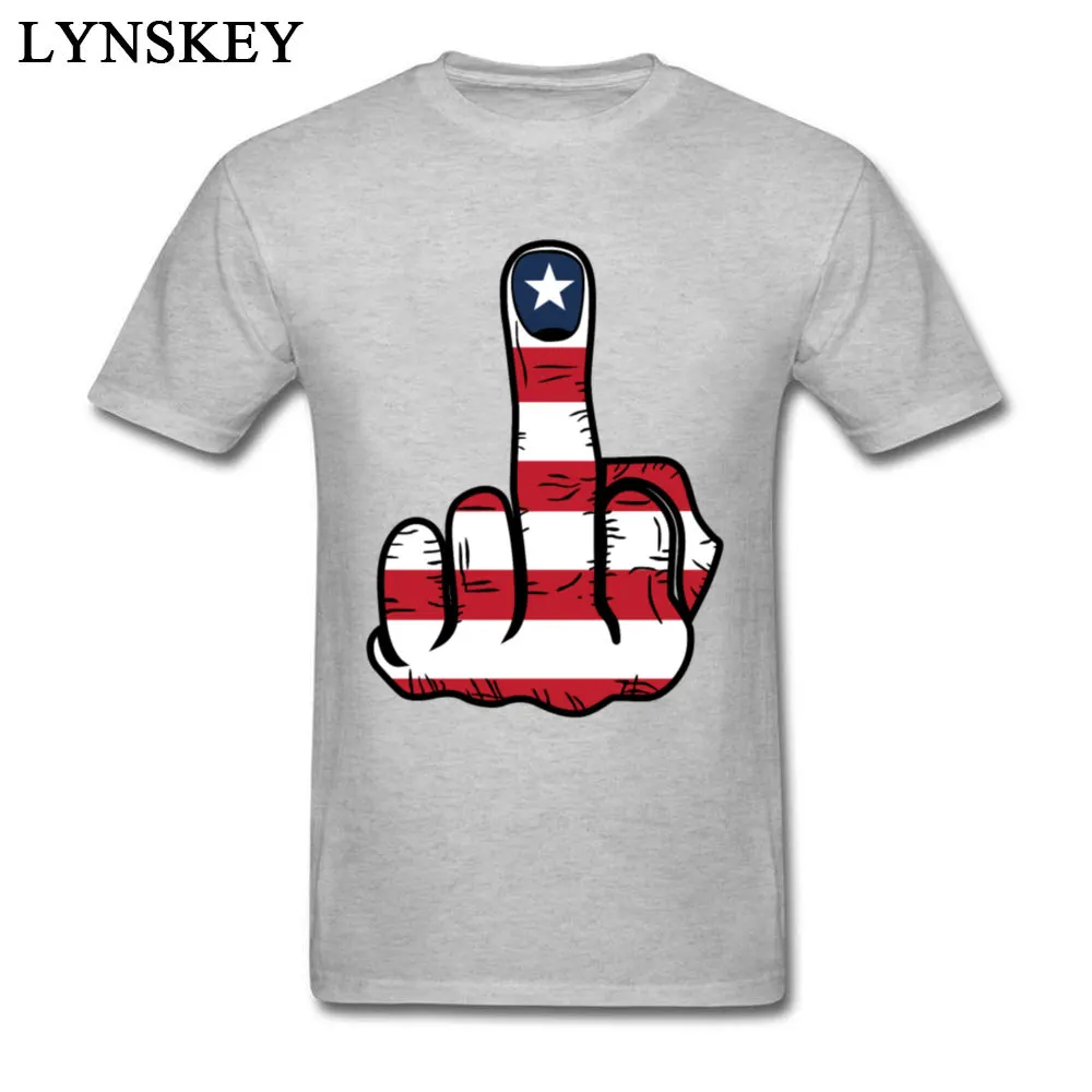 Adult Tops Tees Prevalent Classic T Shirt Pure Cotton Crewneck Short Sleeve Printed Middle Finger USA Flag Clothing Shirt Middle Finger USA Flag grey