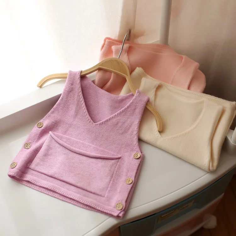 2017 Spring Newborn Cute Knitted Vest Baby Infant Kids Sleeveless