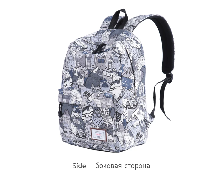 CIKER унисекс, холщовый рюкзак с принтом кота, женские школьные сумки для девочек и мальчиков, Подростковый рюкзак для путешествий, рюкзак для ноутбука, рюкзак, mochilas Sac