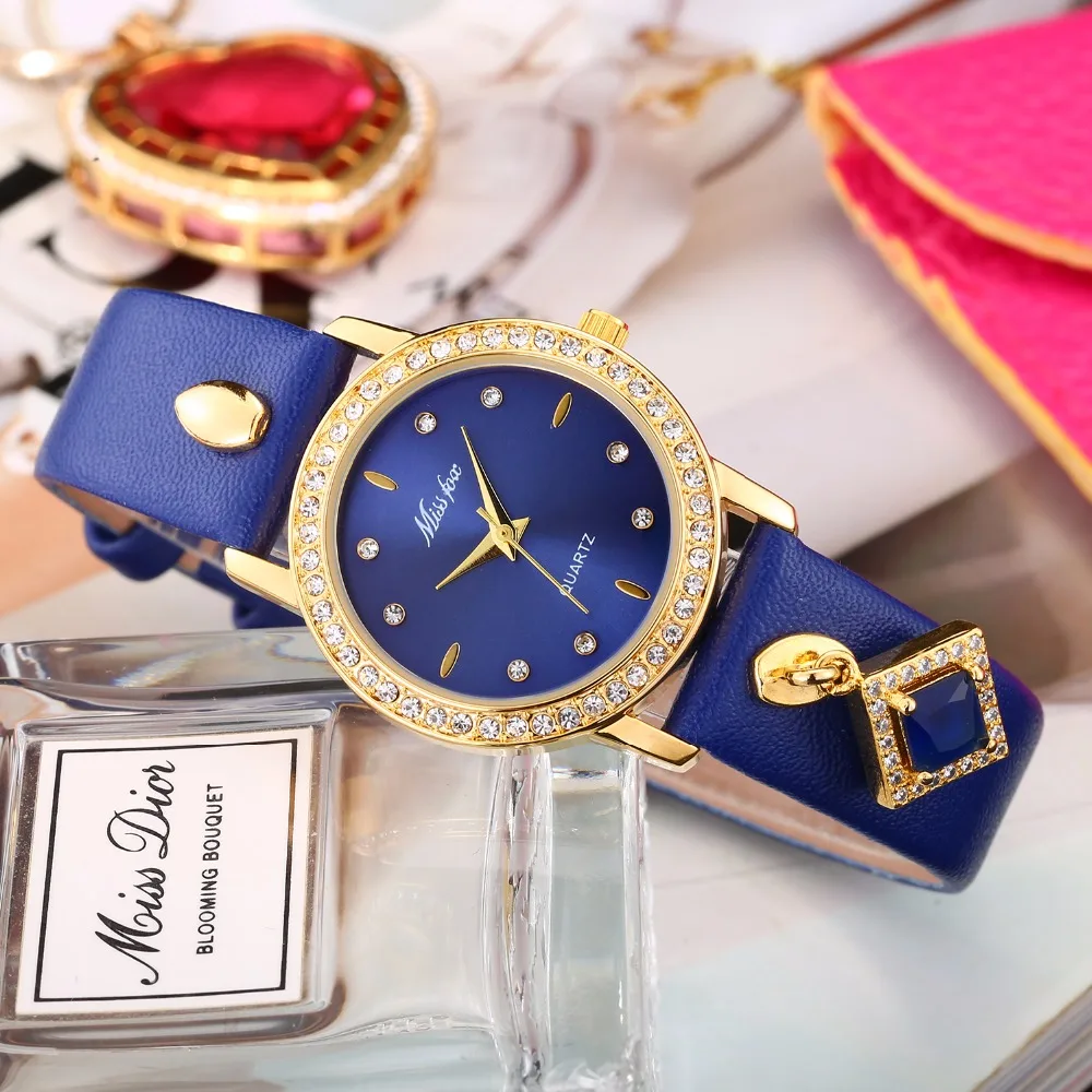 Reloj Mujer Missfox синий дамы золотые часы Для женщин Повседневное кварцевые квадратный