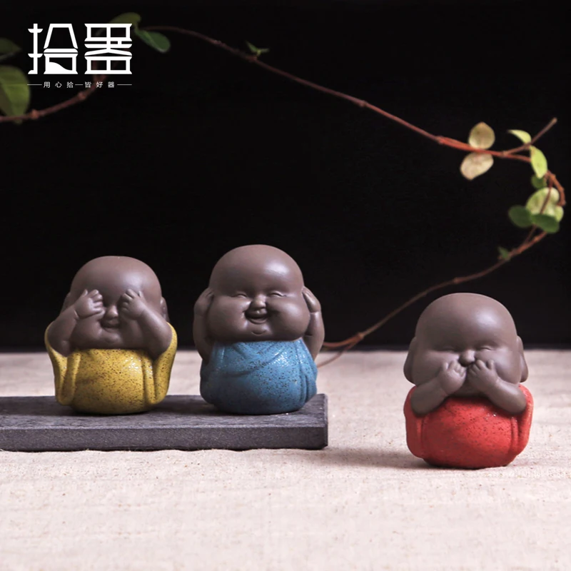 

1pc 2018 Chinese Style Purple Clay Yixing Tea Pet Purple Decoration Buddha Little Monk Mini Cute Tea Pet Tea Accessories Gift