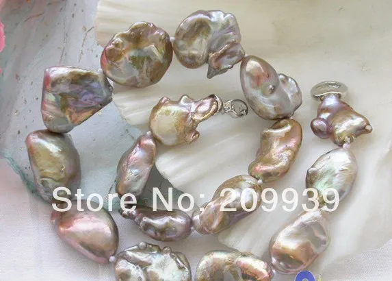 

huij 003400 HUGE Lustre 17" 23mm LAVENDER baroque keshi reborn PEARL NECKLACE