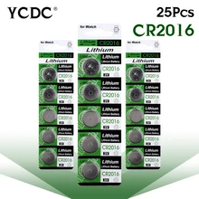 YCDC dl2016 kcr2016 cr2016 lm2016 br2016 3 v lithium coin cell battery bulk 25 pcs for toys, calculators, cameras,clocks,watches