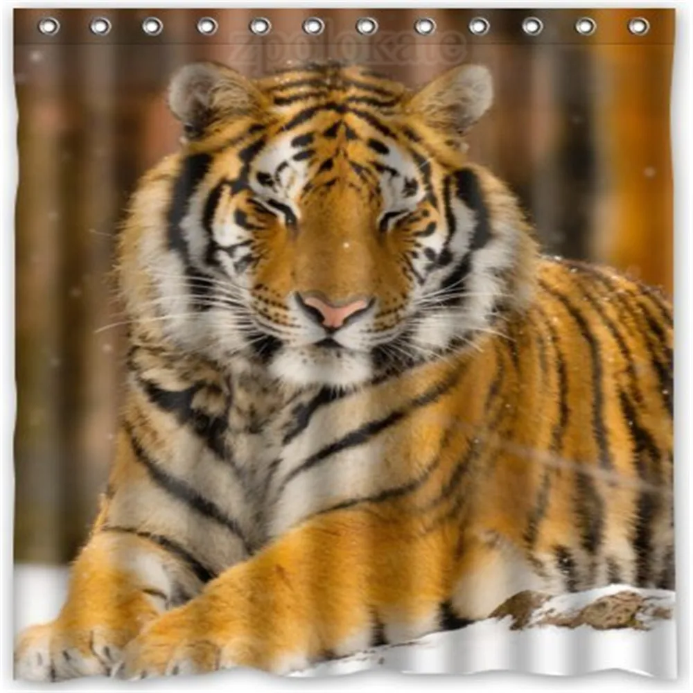 

Custom Feral But Cute Tiger Waterproof Fabric Shower Curtain by Hot Curtain