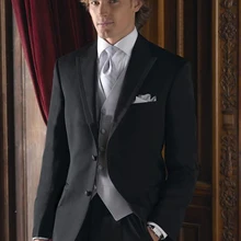 Смокинг для жениха для мужчин, черные мужские свадебные костюмы для жениха, смокинг, костюм из 4 предметов, черные свадебные смокинги для мужчин