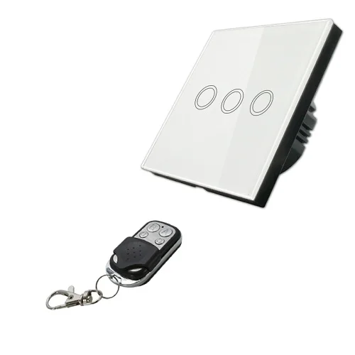 VHOME EU/UK Remote Control wall light touch switch black 3gang 1way