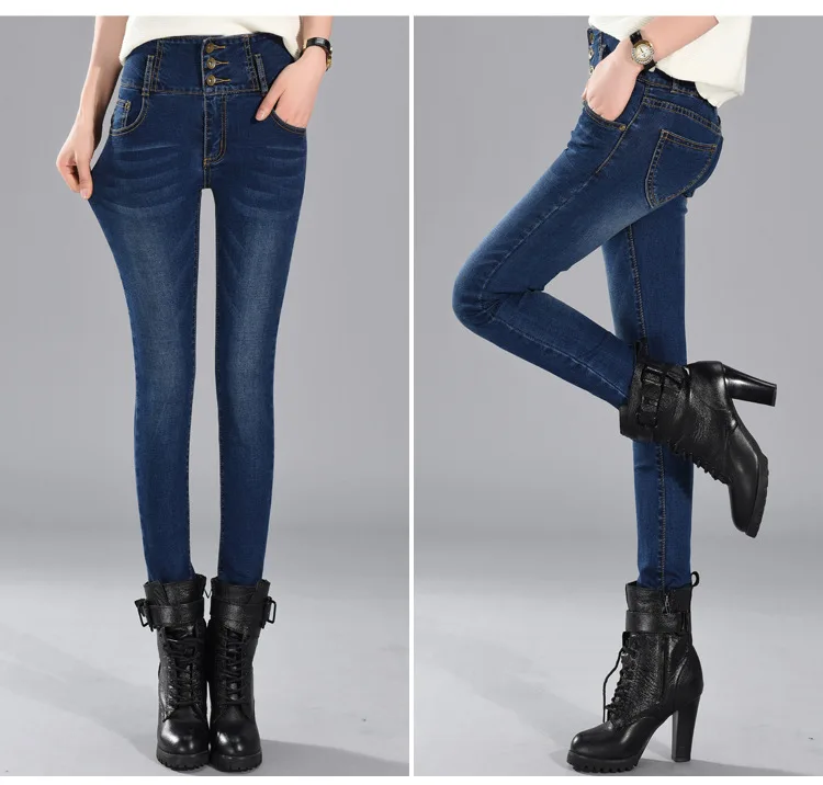 Зимние черные расклешенные джинсы, джинсы для женщин в стиле бойфренд, брюки, плотные теплые обтягивающие джинсы для женщин с высокой талией, узкие брюки