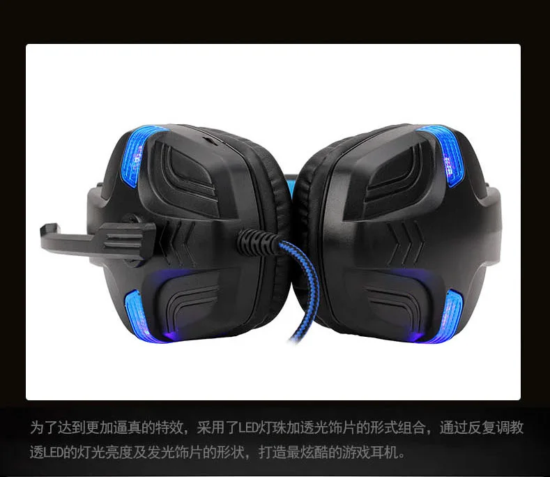 Wired USB Headphones with Micphone and LED Light High Quality Headset Noise Canceling Stereo Headphones for Pc Computer Notebook (2)