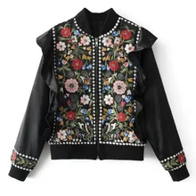 Короткая женская куртка с бисером, Женская Весенняя Повседневная элегантная верхняя одежда с вышивкой, винтажная одежда, пальто для женщин, топы B546