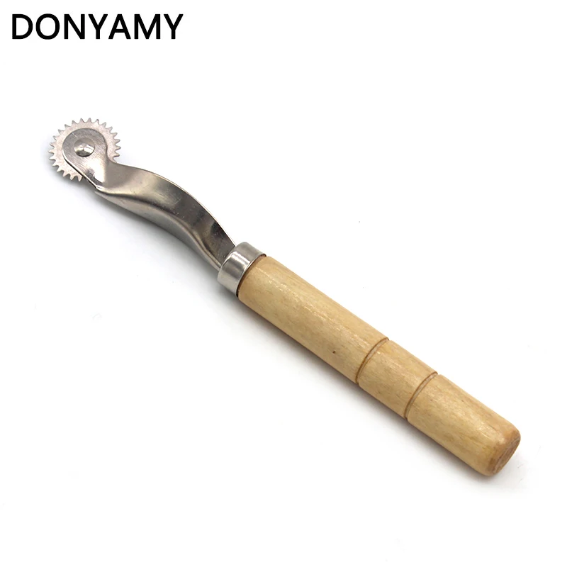 

DONYAMY Leather Fabric Paper Serrate Tracing Wheel Sewing Tool with Wood Handle