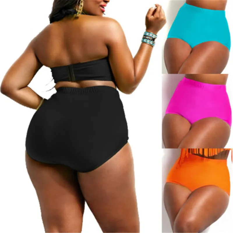 

Plus Size Swimming Trunks Women Solid High Waist Beach Shorts Pants Elastic Waist Swimming Briefs Big Size Trunk Lady Beach Wear
