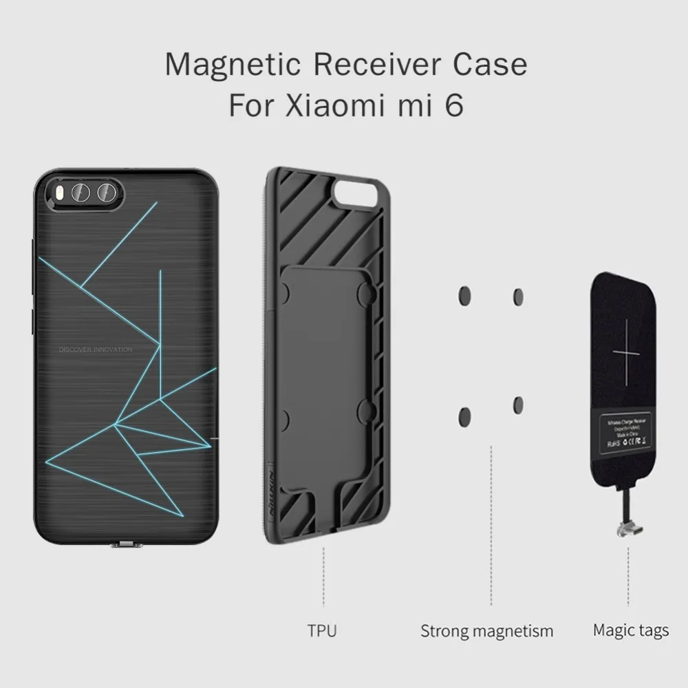 

For xiaomi mi 6 case Nillkin QI Wireless Charging Receiver Case Back Cover Compatible with Magnetic Holder 5.15 for xiaomi mi6