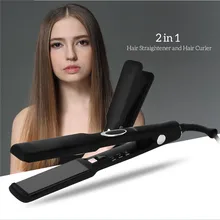 Профессиональный 2 в 1 выпрямитель для волос, бигуди анион, 3D вспенивание, плоский утюг для влажной/сухой завивки волос, выпрямление волос, утюжок, двойное напряжение 35