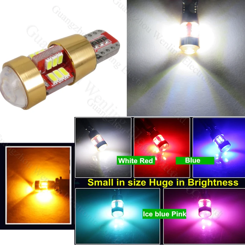 WLJH 2x Error Free Car LED Light W5W T10 SMD Len Lamp Bulb Side for FIAT 500 Punto Stilo Palio Bravo Ducato Canbus|car light|fiat stilo lightfiat