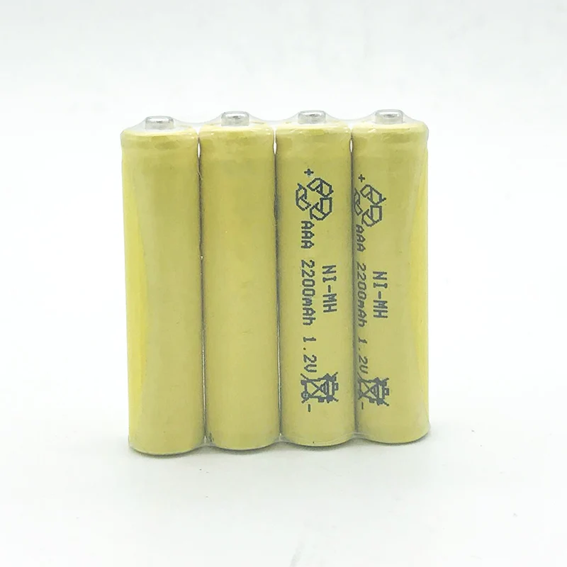 4 шт. х AAA желтый 2200mAh OOLAPR 1,2 V перезаряжаемая батарея Ni-MH 1,2 V аккумуляторная батарея 3A