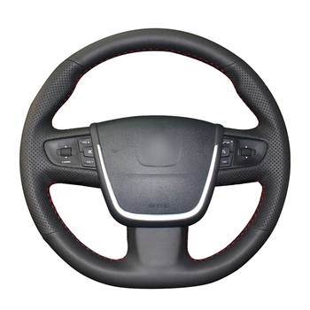 

Hand-stitched Black PU Leather Artificial Leather Car Steering Wheel Covers Wrap for Peugeot 508 2011-2018 508 SW 2011-2018