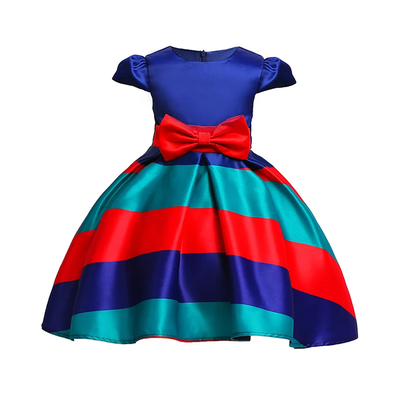 

2018 Formal Evening Wedding Gown Princess Party Dress Bowknot Girls Children Kids Dresses for Girl Clothes Tutu Dress