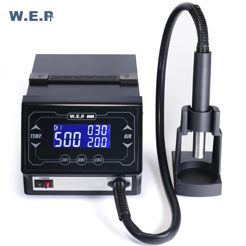 

WEP 993D 1300W Microcomputer Temperature Soldering Station LCD Touch Screen Lead Free Rework Station 500 Celsius Heat Gun
