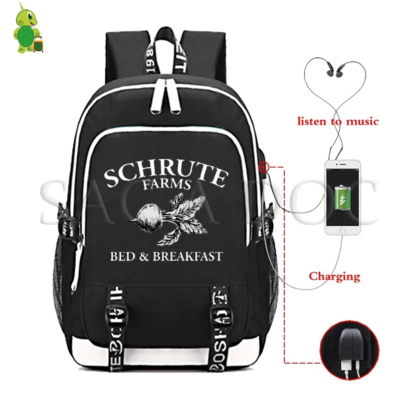 

Schrute Farms TV Series Office Backpack Large Laptop Backpack for Teenage Boys Girls Multifunction USB Charge School Travel Bags